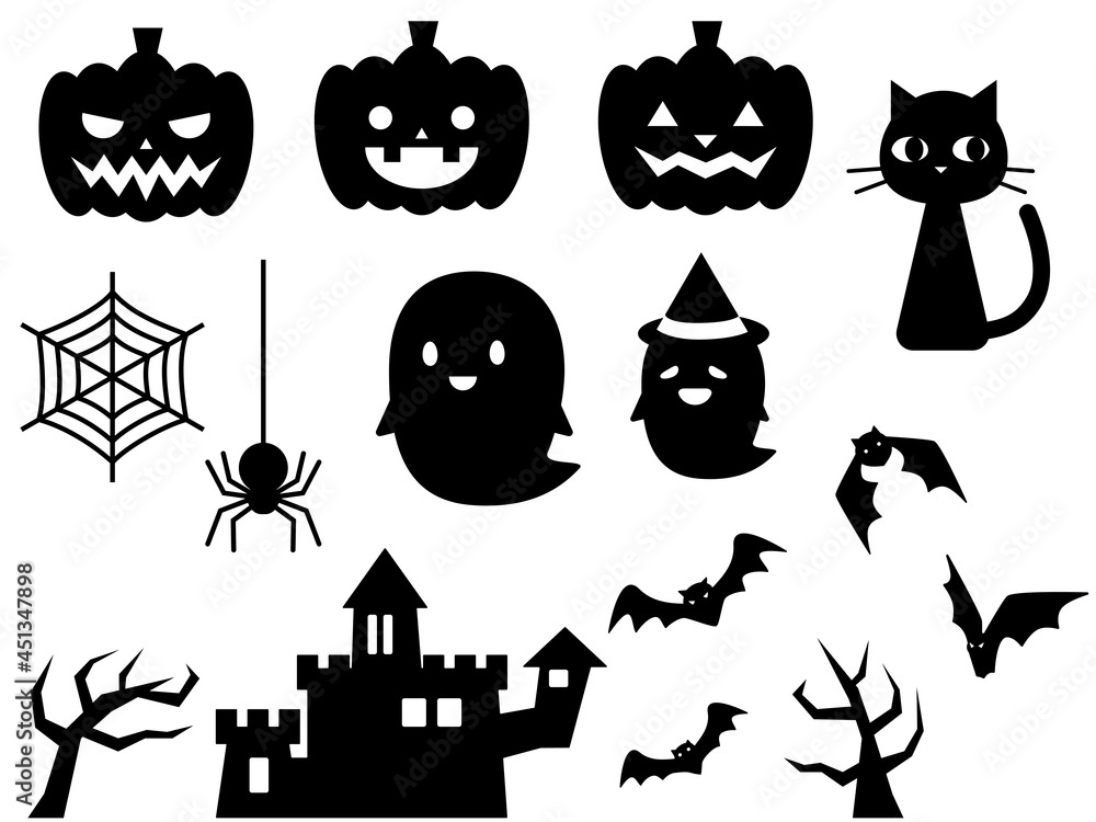Obraz premium ハロウィンアイテムのシルエットセット