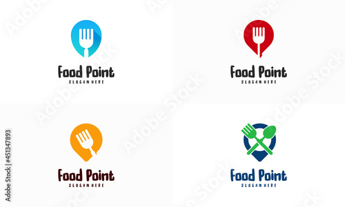 Set of Food Point Logo designs concept vector, Restaurant logo designs template illustration