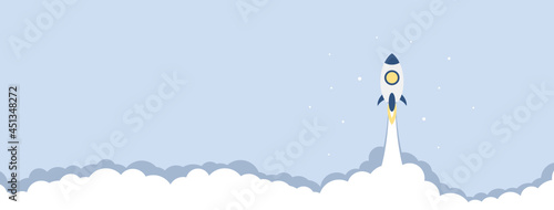 Launching rocket with smoke, light website header