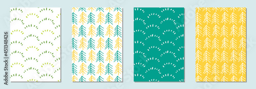 芝生と木々のフレームセット