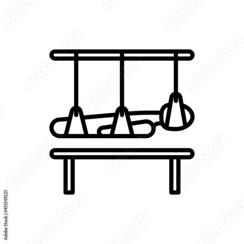 Rehabilitation for disabled or people with trauma thin line icon, suspension rope system for training. Modern vector illustration.