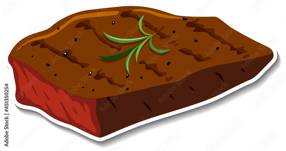 A fried steak sticker on white background A fried steak sticker on white background