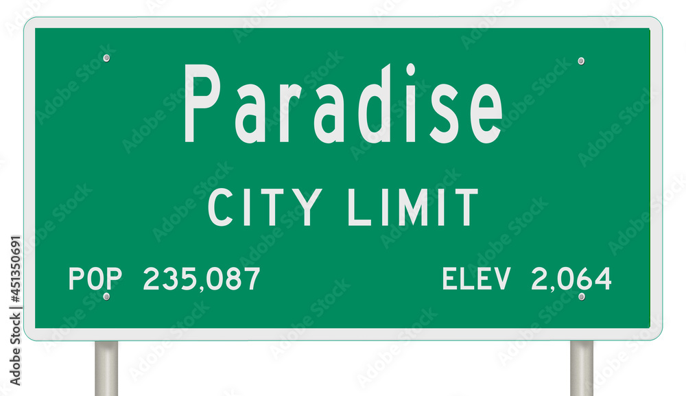 Rendering of a green Nevada highway sign with city information