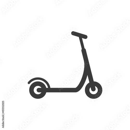 Push scooter black vector icon. Simple glyph symbol.