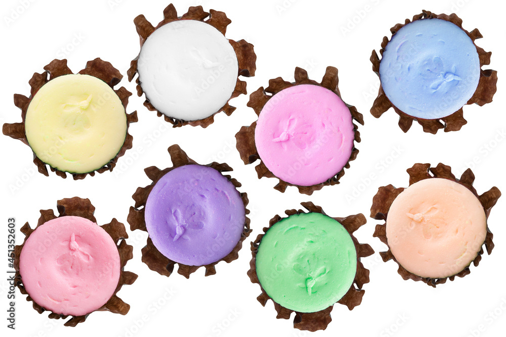 Colorful cakes on white Colorful cakes on white