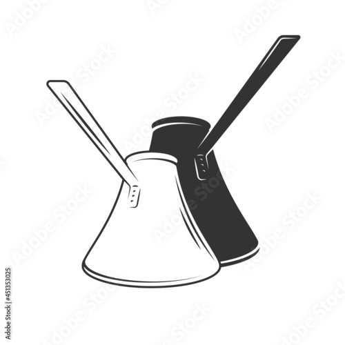 Coffee turks isolated on white background. Vector illustration
