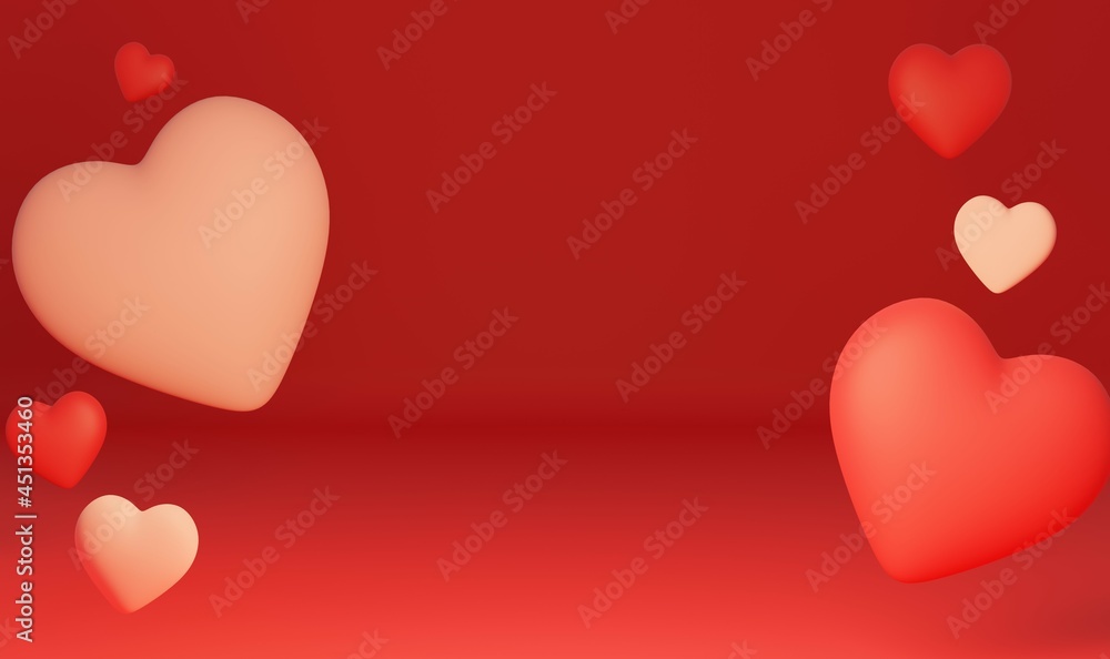 Heart on isolated background. 
Valentine concept. trendy 3D illustration, 3D rendering.