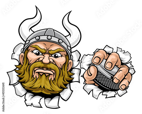 Viking Ice Hockey Sports Mascot Cartoon