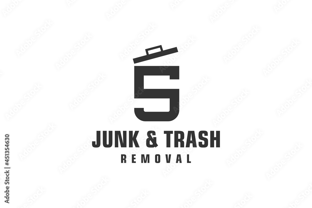 Letter S for junk removal logo design, environmentally friendly garbage disposal service, simple minimalist design icon.