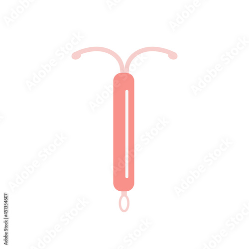 Hormonal IUD. Copper Intrauterine device colored flat style icon. Women contraceptive birth control methods. Female contraception. Safe sex vector element isolated on white.