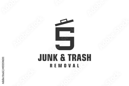 Letter S for junk removal logo design, environmentally friendly garbage disposal service, simple minimalist design icon.