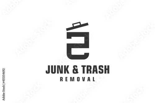 Letter Z for junk removal logo design, environmentally friendly garbage disposal service, simple minimalist design icon.