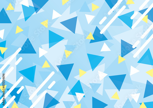 三角形のポップな幾何学模様背景　青　geometrical pattern Background Cute