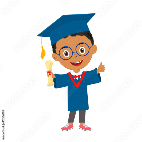 cute cartoon boy with diploma