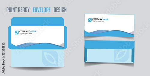Blue vector print ready cut out envelope design template