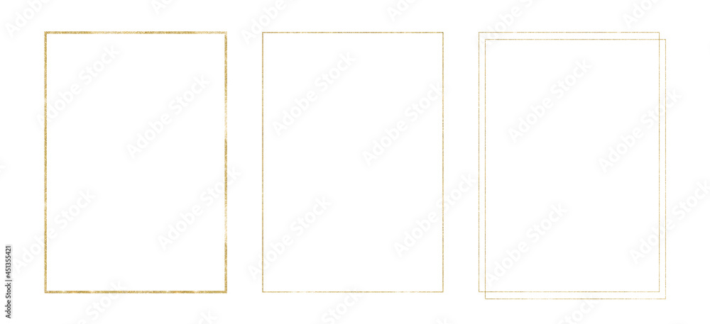 Golden geometric frames. Abstract gold shine geometrical frames for wedding invitation design. . High quality illustration