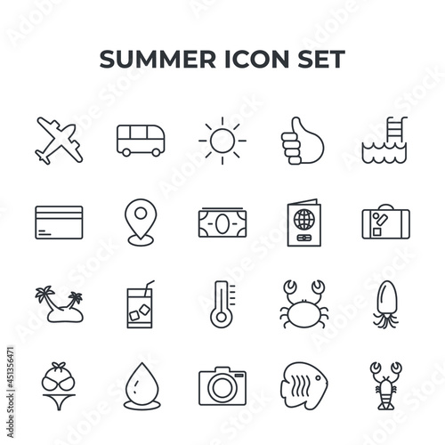 summer set icon, isolated summer set sign icon, vector illustration