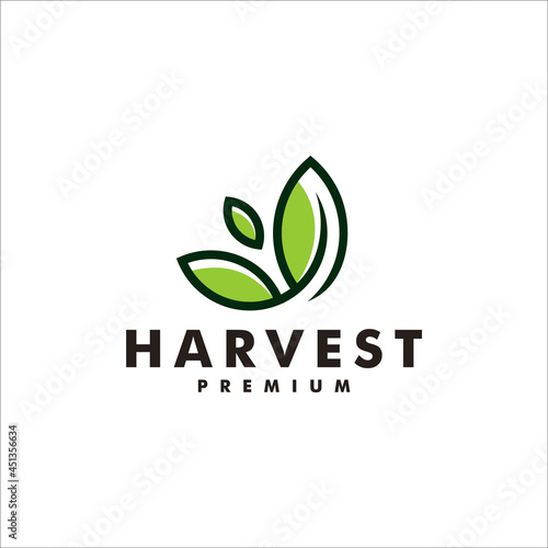Harvest leaf logo design farm icon nature vector logotype