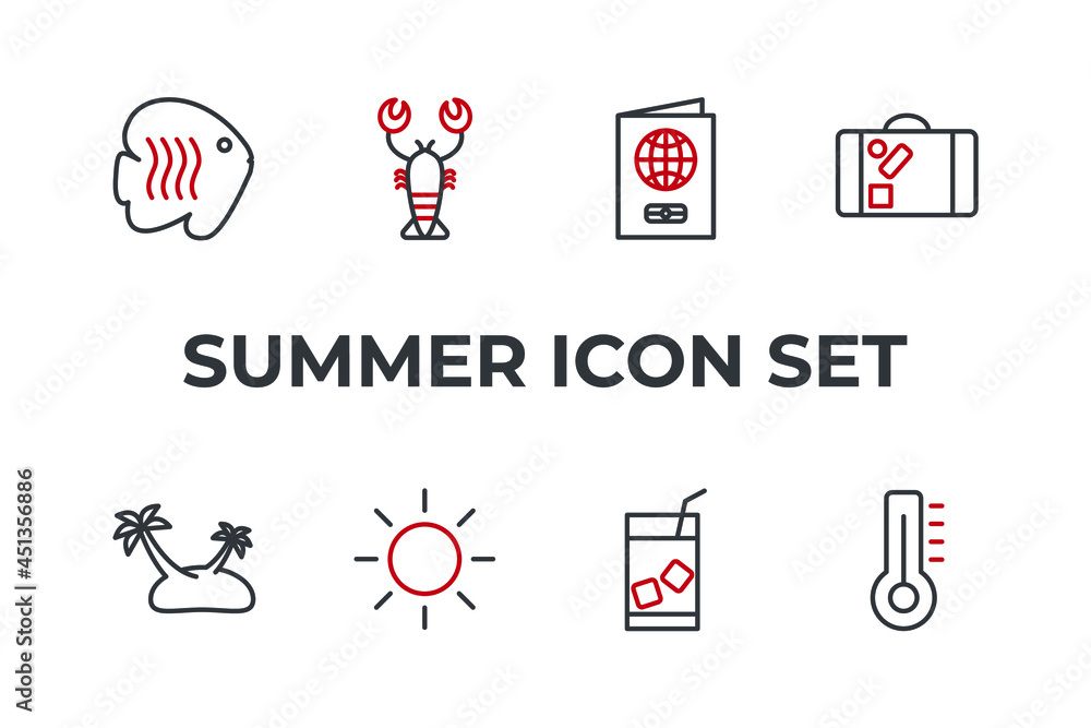 summer set icon, isolated summer set sign icon, vector illustration