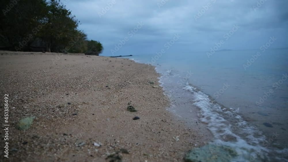 Early morning on remote Fijian island beach