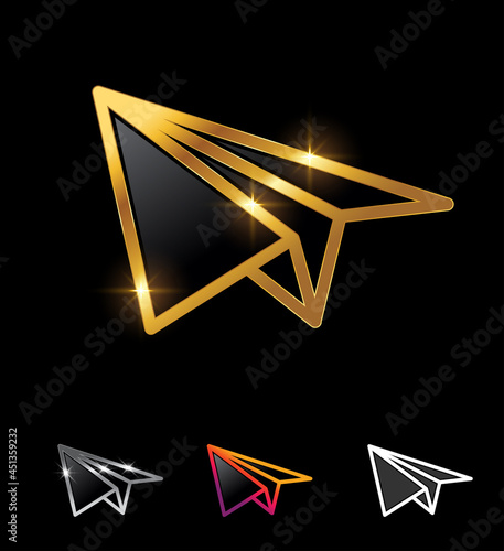 Golden paper plane logo vector