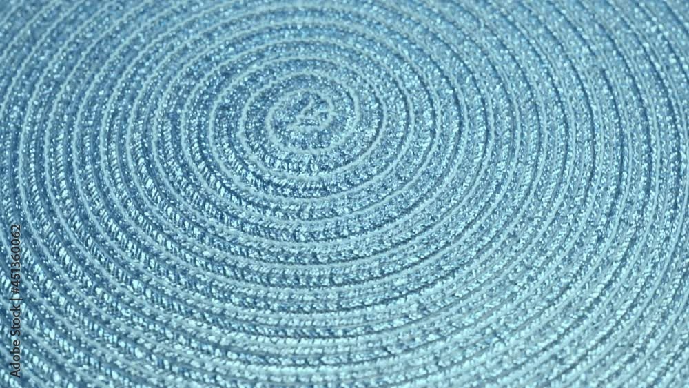 Blue Abstract Shiny Round Rotating Background. Blue Surface Rotation, Close-up. Blue Texture, Structure.