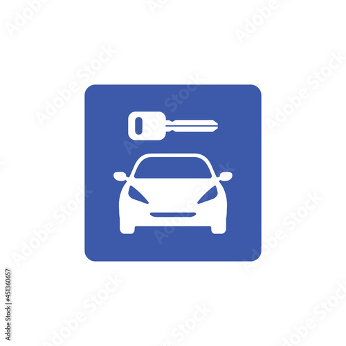 Blue car rental sign vector.
