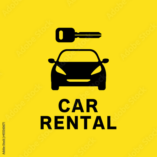 Yellow car rental sign vector.