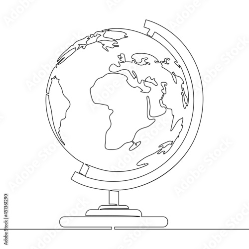 Continuous line School globe of earth concept