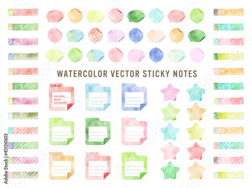 colorful watercolor vector sticky notes
