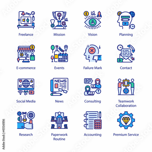 Organization Filled Icons - Stroked, Vectors