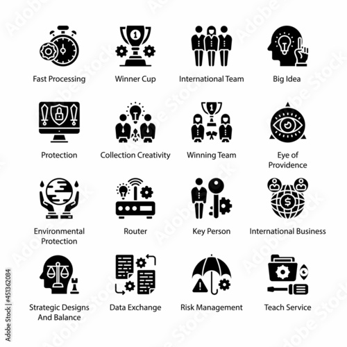 Organization Glyph Icons - Solid, Vectors