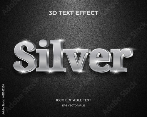 Editable silver 3d text effect style vector premium