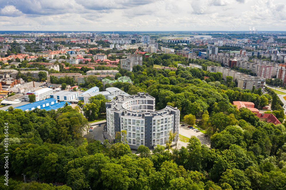 Aerial view of the circle building in Kaliningrad