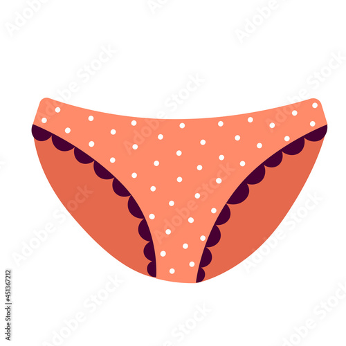 Womens Sexy Fashion Polka Dot Underwear. Fashionable clothes, panties and bra. Vector illustration in flat style