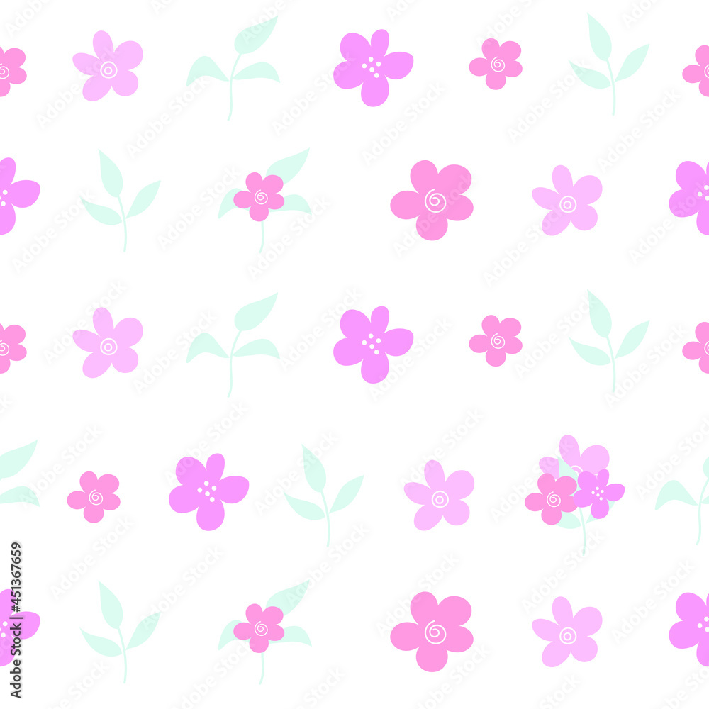 Floral seamless pattern in vector, floral background for textile, fabric, wrapping paper, kids apparel.