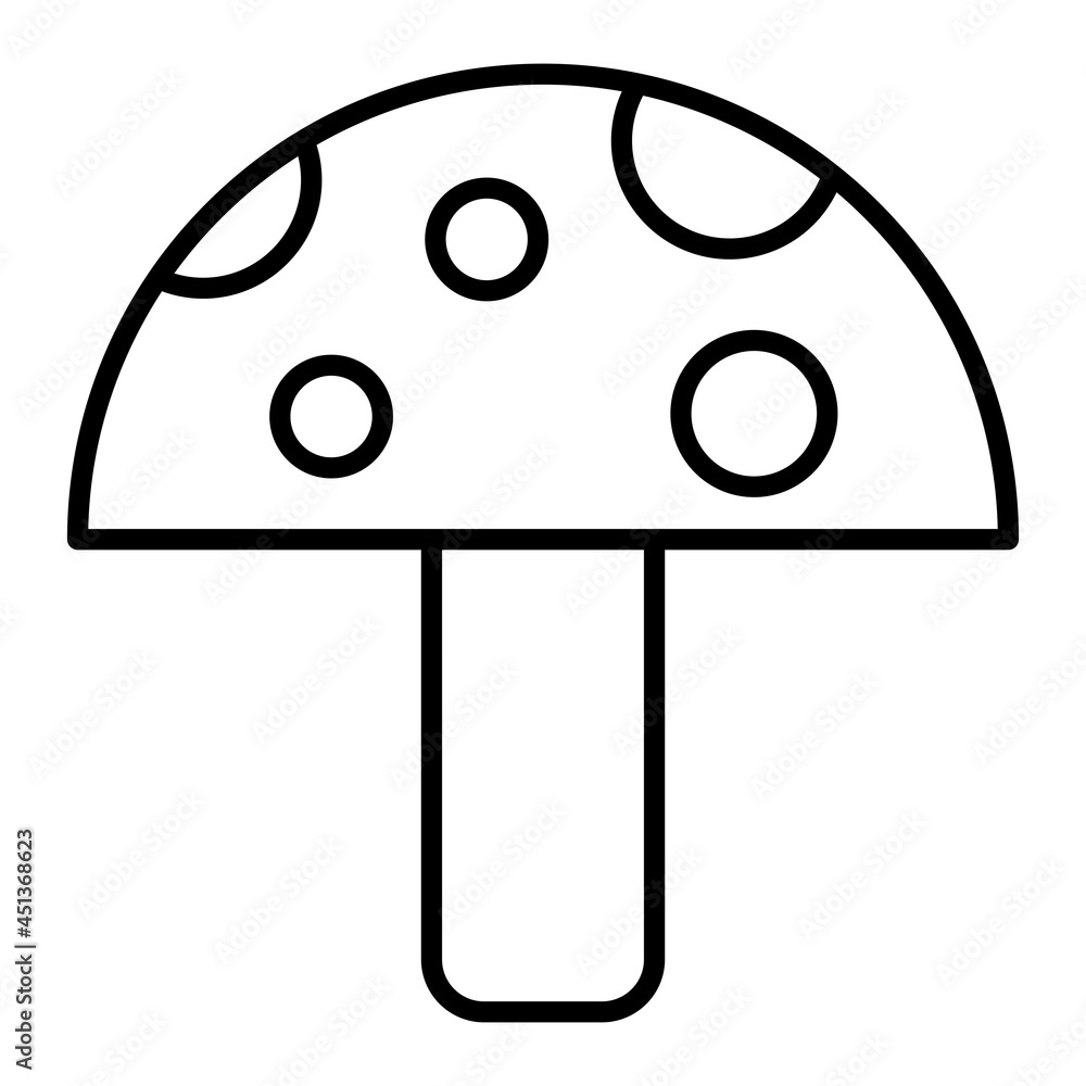 Obraz premium Mushroom Vector Outline Icon Isolated On White Background