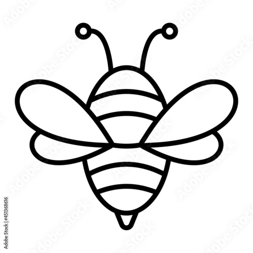 Bee Vector Outline Icon Isolated On White Background