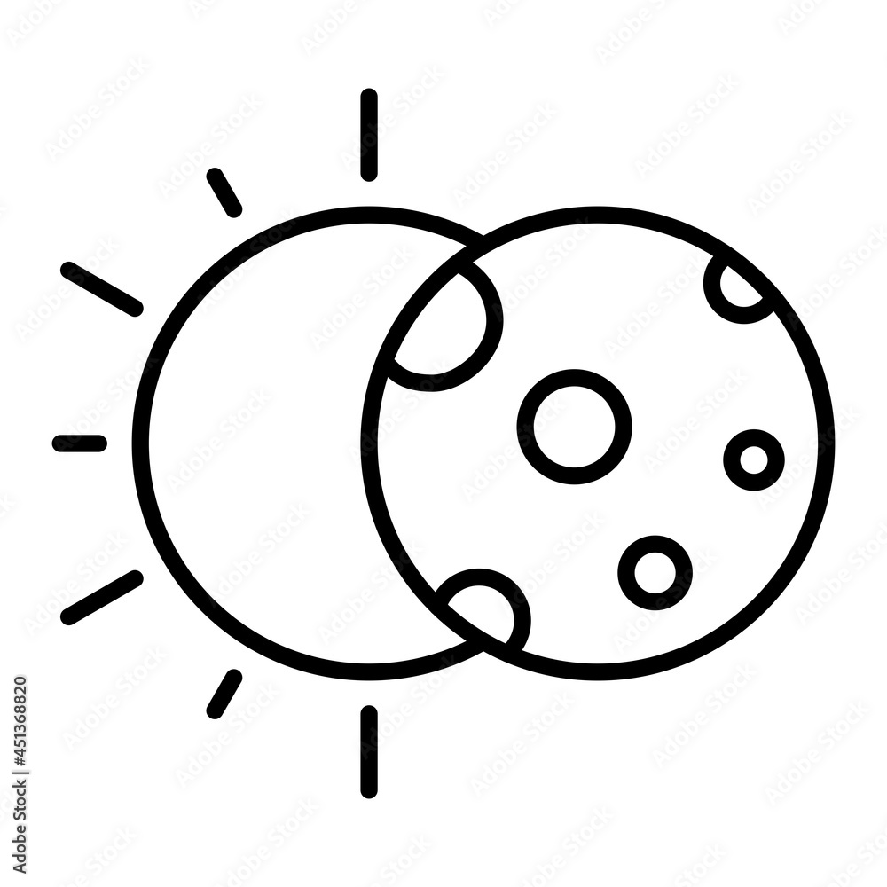Obraz premium Eclipse Vector Outline Icon Isolated On White Background