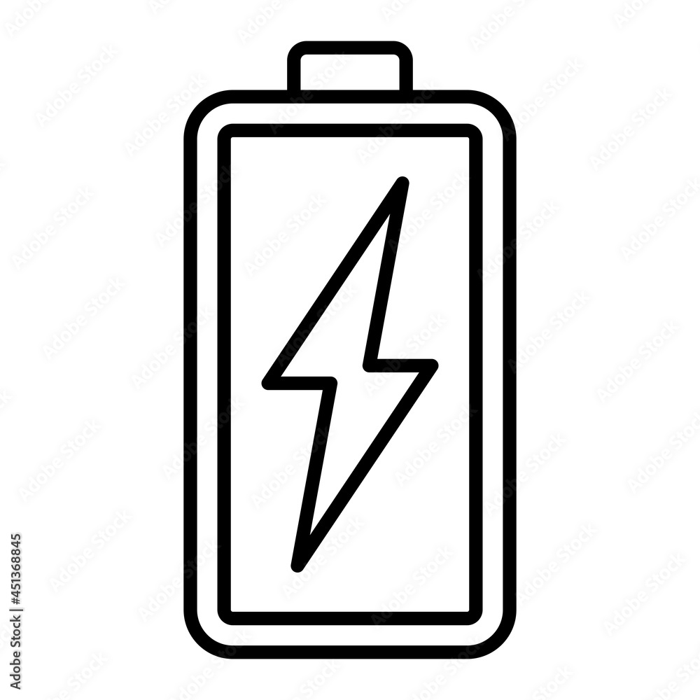 Battery Vector Outline Icon Isolated On White Background Battery Vector Outline Icon Isolated On White Background