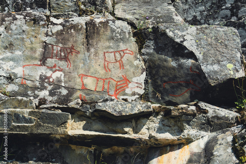 Nordic Bronze Age Petroglyph. photo