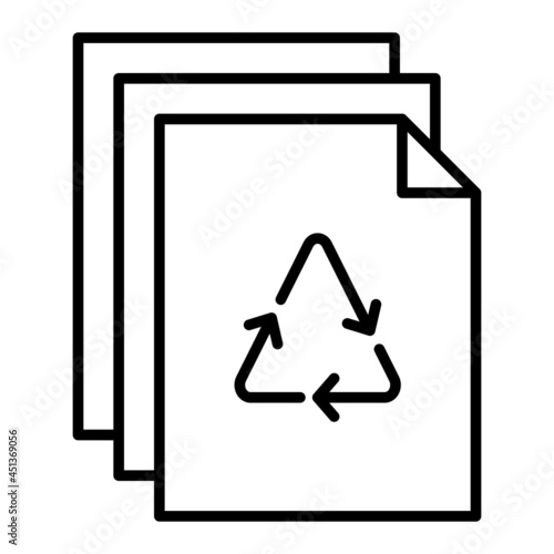 Recycled Paper Vector Outline Icon Isolated On White Background