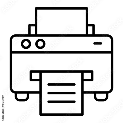 Printer Vector Outline Icon Isolated On White Background