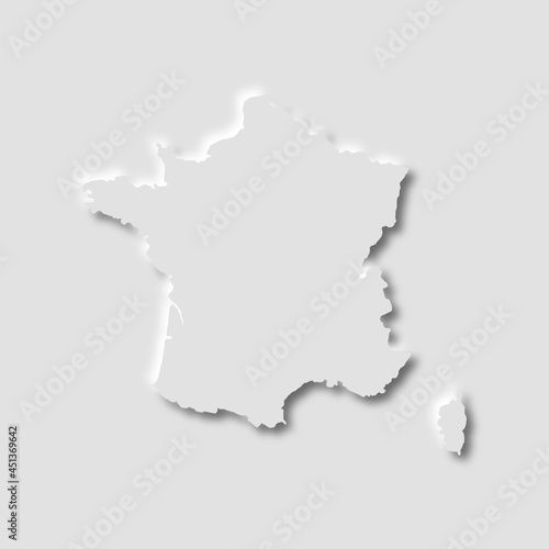 France map in neumorphism style, vector illustration