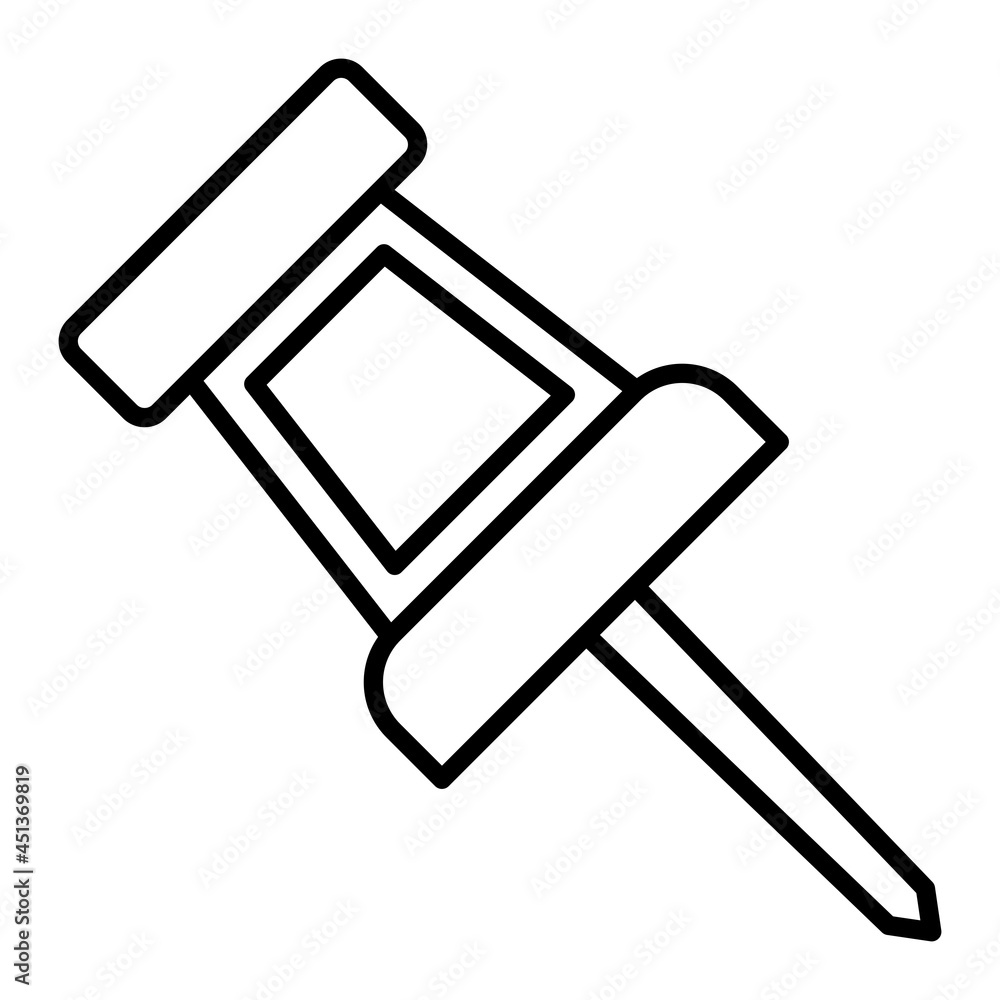 Thumb Pin Vector Outline Icon Isolated On White Background Thumb Pin Vector Outline Icon Isolated On White Background