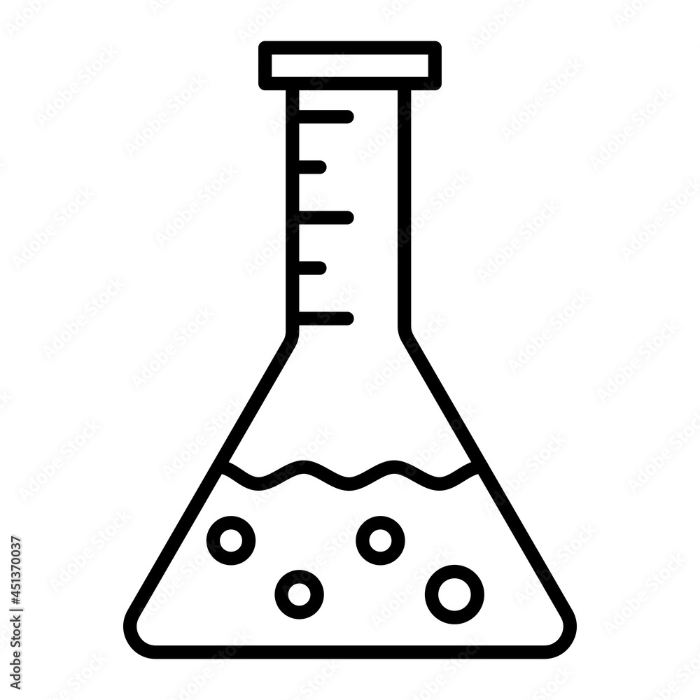 Flask with liquid Vector Outline Icon Isolated On White Background Flask with liquid Vector Outline Icon Isolated On White Background