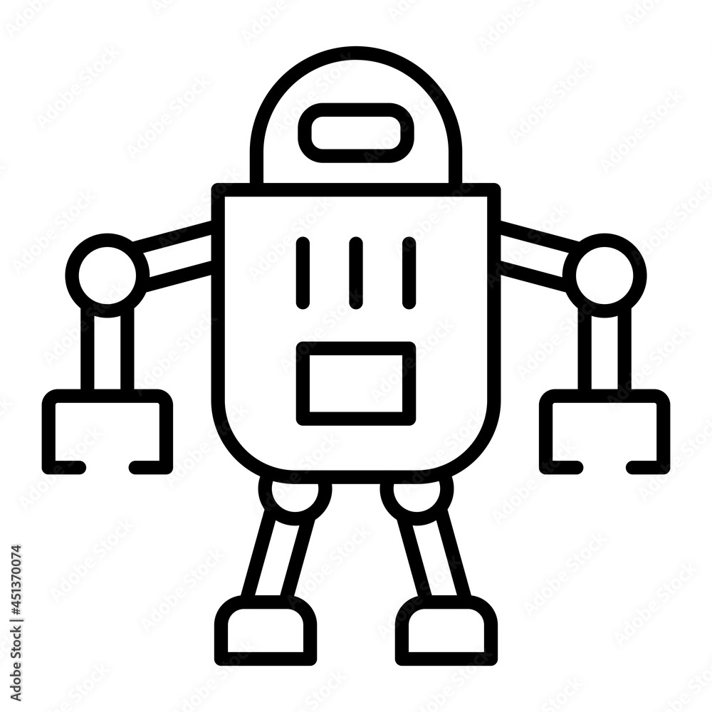 Robot Vector Outline Icon Isolated On White Background Robot Vector Outline Icon Isolated On White Background