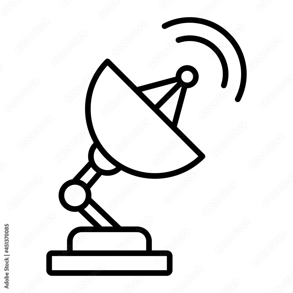 Parabolic antenna Vector Outline Icon Isolated On White Background Parabolic antenna Vector Outline Icon Isolated On White Background