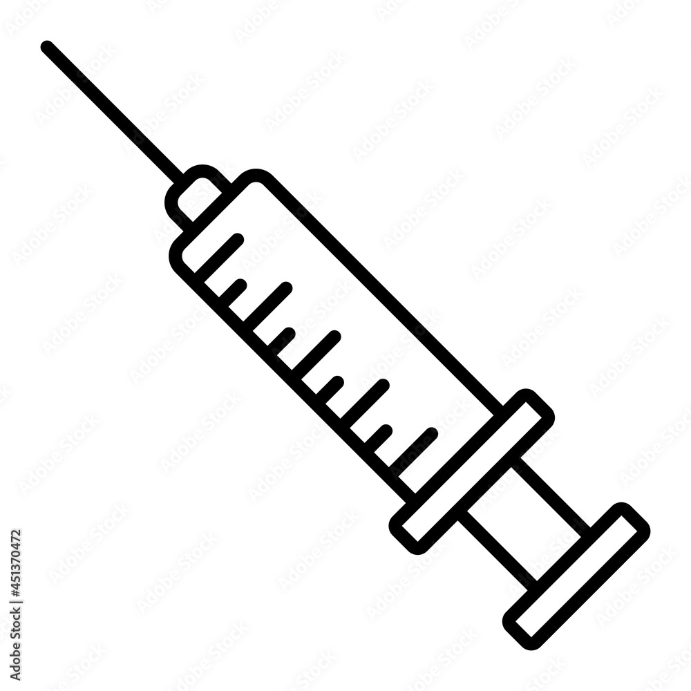 Syringe Vector Outline Icon Isolated On White Background Syringe Vector Outline Icon Isolated On White Background