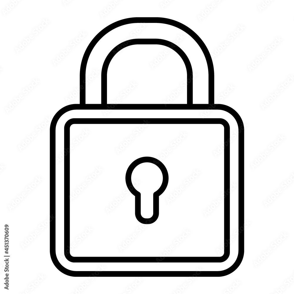Lock Vector Outline Icon Isolated On White Background Lock Vector Outline Icon Isolated On White Background